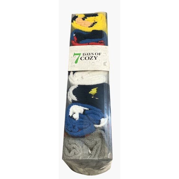 Mens Peanuts 7 Days Of Cozy Snoopy & Friends Themed Crew Socks Shoe Size 6-12 - Picture 5 of 5